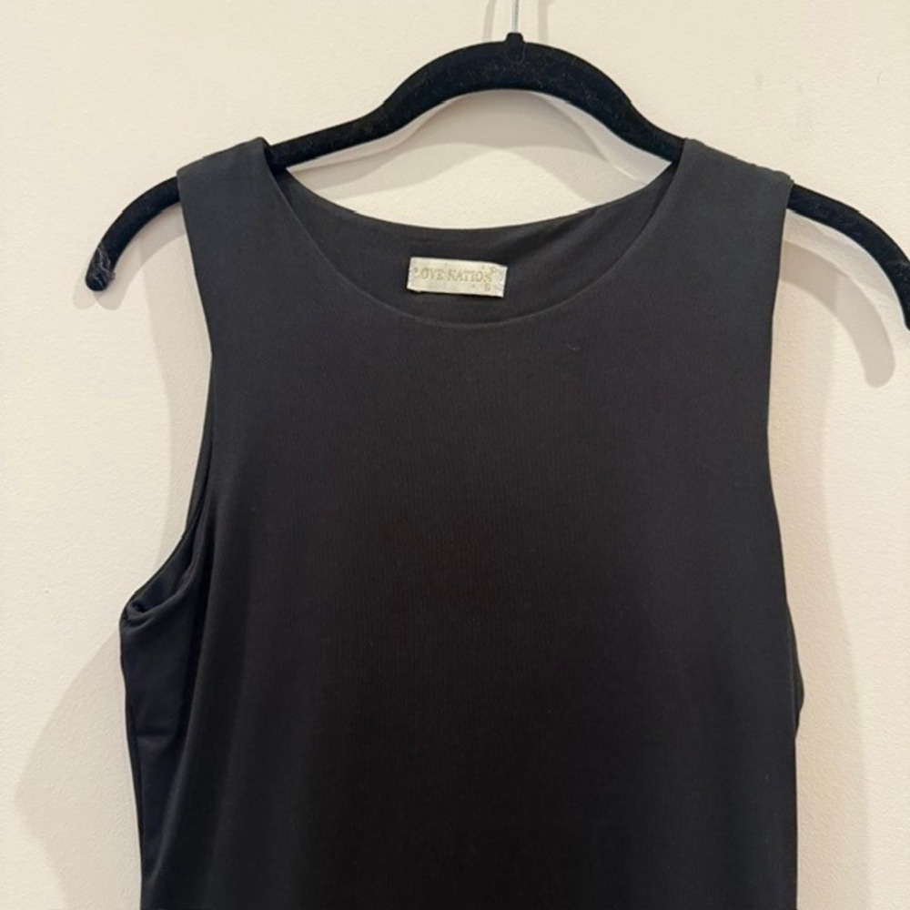 Love Nation Black Bodycon Midi Dress Sleeveless Stretch Knit Minimalist | Size S - Picture 6 of 9